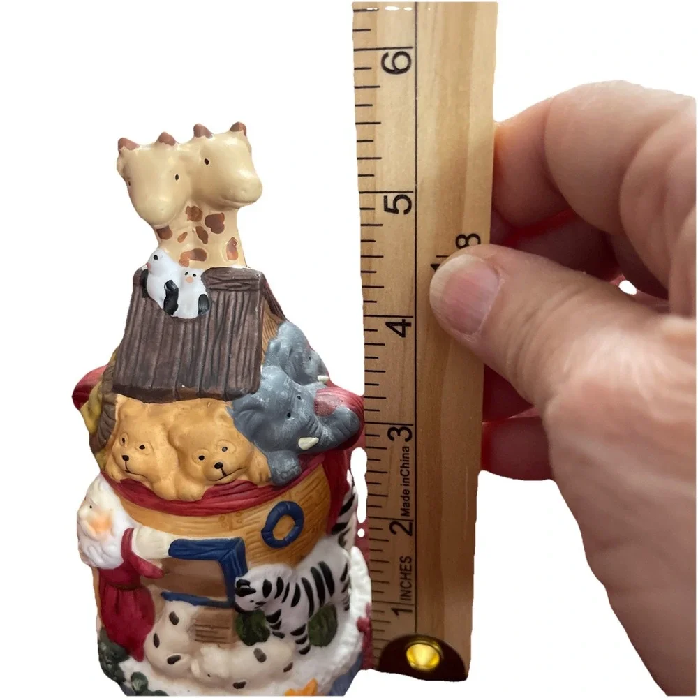Noah's Ark Bell Christmas Holiday Ceramic Porcelain Decorative 5 1/2